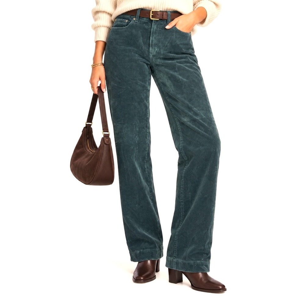 Lauren Jeans Co Ralph Lauren Pants Women 16 Green Corduroy Straight Leg Stretch